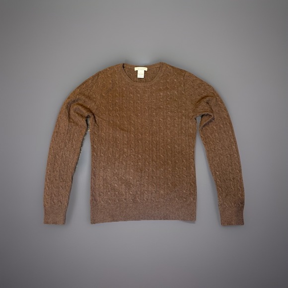 Tweeds Sweaters - 100% Cashmere Sweater V-Neck Cable Knit Brown Tweeds Womens Size S Preppy